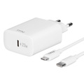 Сетевое устройство TFN USB-C, 20 Вт + кабель USB-C / Lightning MFI, белый