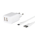 Сетевое зарядное устройство TFN  2xUSB, 2.4A, с кабелем Type-C, белый