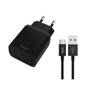Зарядное устройство TFN 2xUSB, 2.4A, с кабелем Type-C, черный