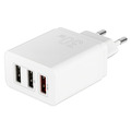 Сетевое зарядное устройство TFN 3х USB-A, QC, 30 Вт, белый