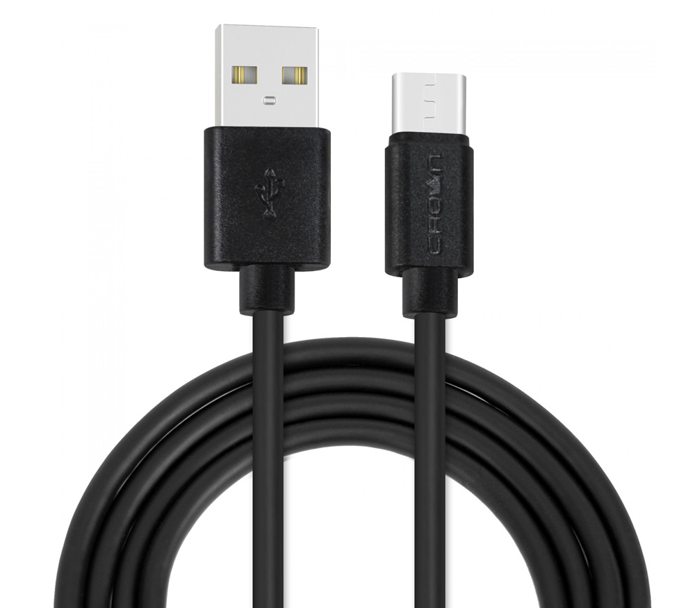 USB-A / USB-C, ПВХ оплетка, 1 м (черный / белый)