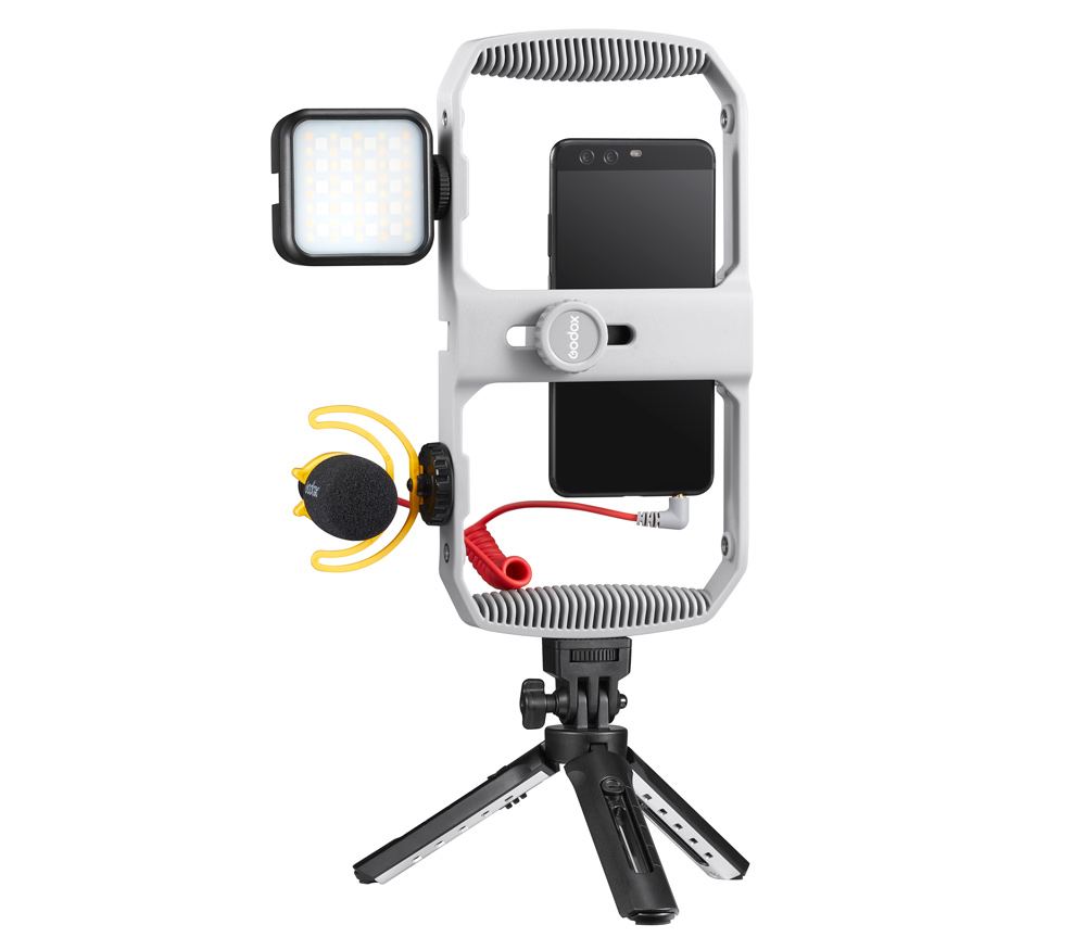 VK1-AX для смартфона: миништатив, микрофон, осветитель, клетка