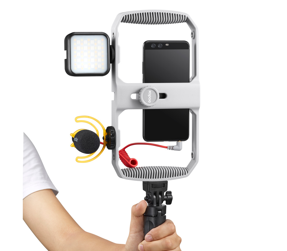VK1-LT для смартфона: миништатив, микрофон, осветитель, клетка