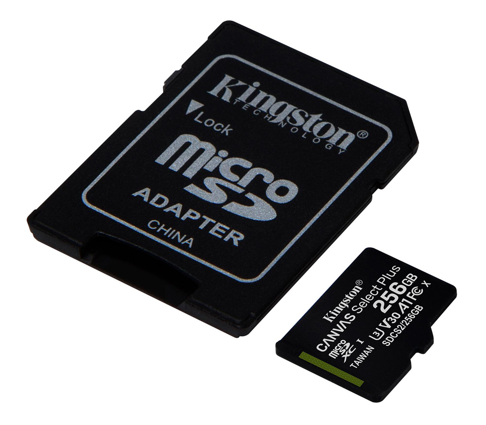 MicroSDXC 256GB Canvas Select Plus UHS-I U3 V30 A1 (с адаптером SD)