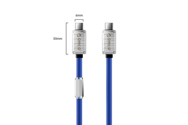 Кабель Orico 240B1-40-10-BL-BP, USB 4.0, Type C, 40 Гбит/с, PD, 240 Вт, 1 м, синий